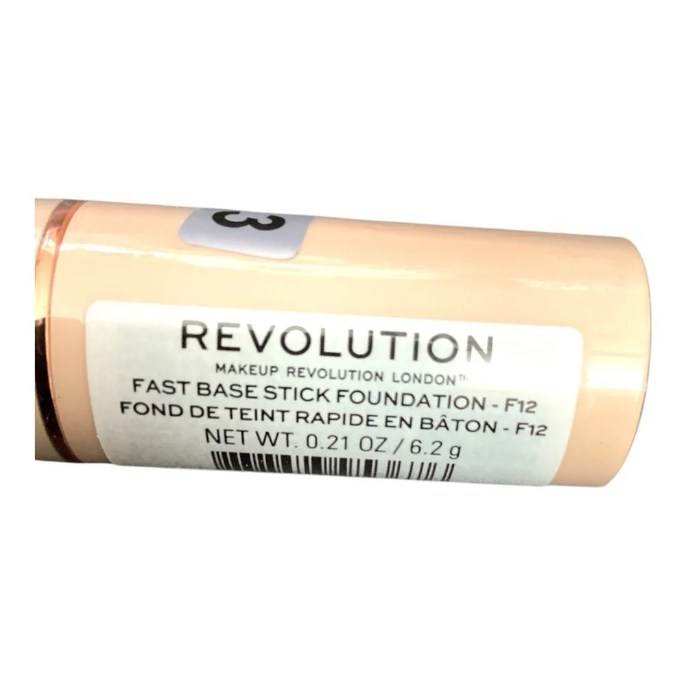 Makeup Revolution Fast Base Stick Foundation Color F12 Beige Contour Vegan New
